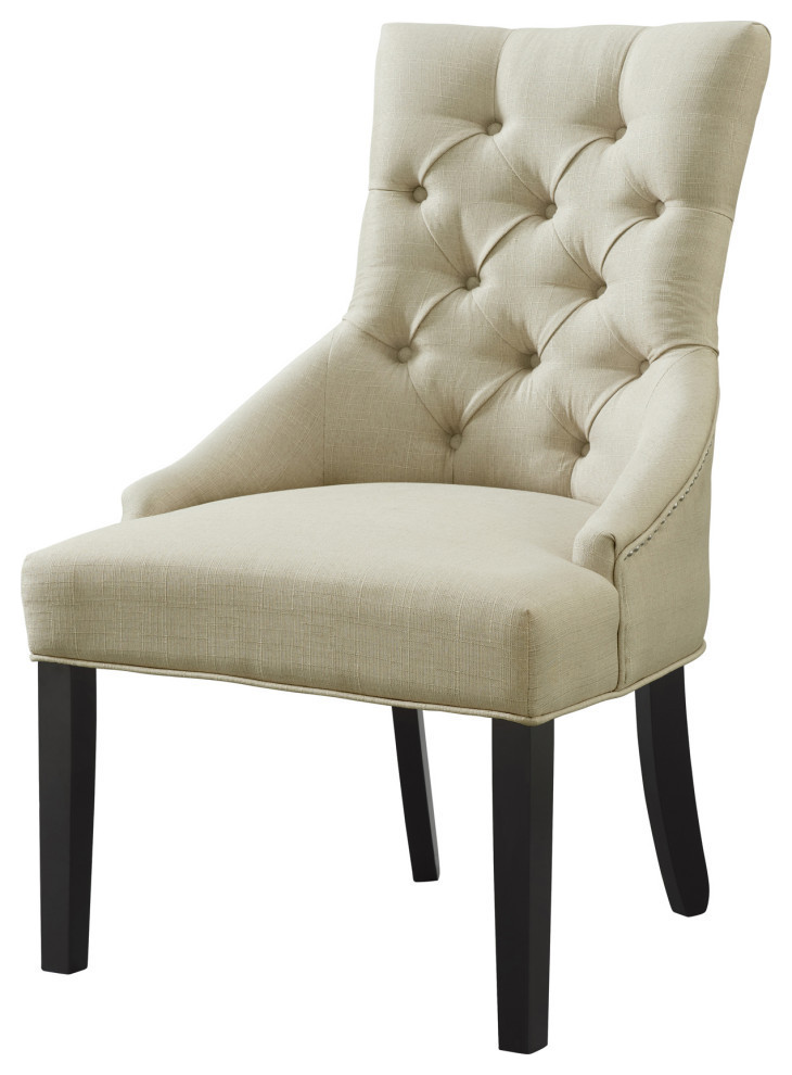 Haeys Tufted Upholstered Dining Chairs  Cream  Set of 2   Transitional   Dining Chairs   by Bolton Furniture  Inc.  Houzz