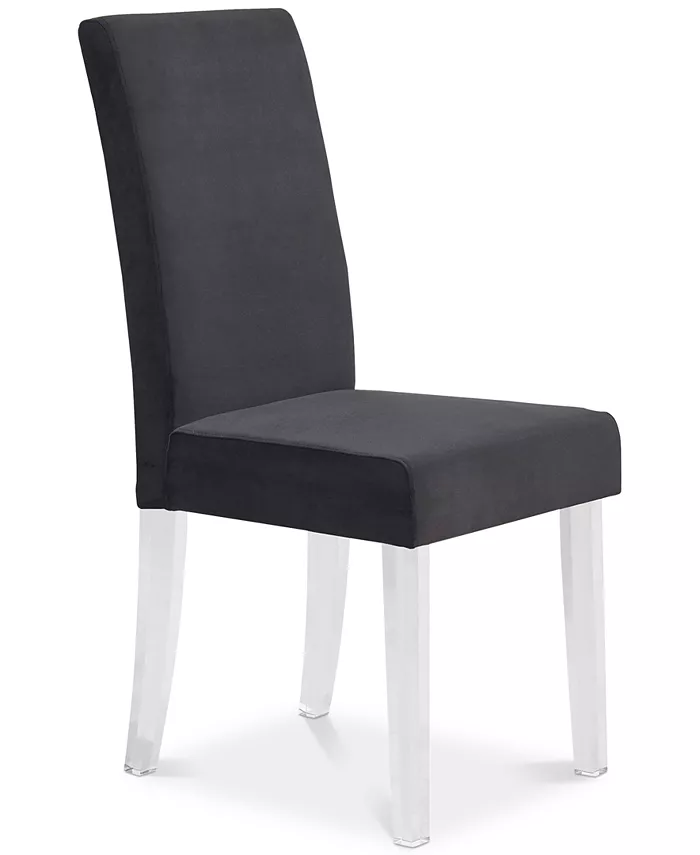 Armen Living Dalia Modern and Contemporary Dining Chair in Black Velvet with Acrylic Legs - Set of 2