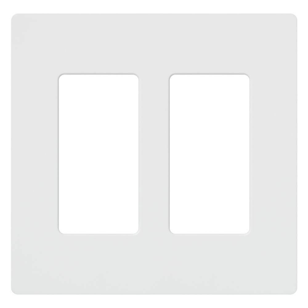 Lutron Claro 2 Gang Wall Plate for DecoratorRocker Switches Gloss White (CW-2-WH) (1-Pack) CW-2-WH