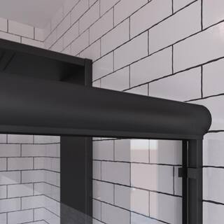 Holcam Distinctive 58 in. x 55.5 in. Frameless Sliding Bathtub Door in Matte Black DTE.MBL.CLR.5855.HS