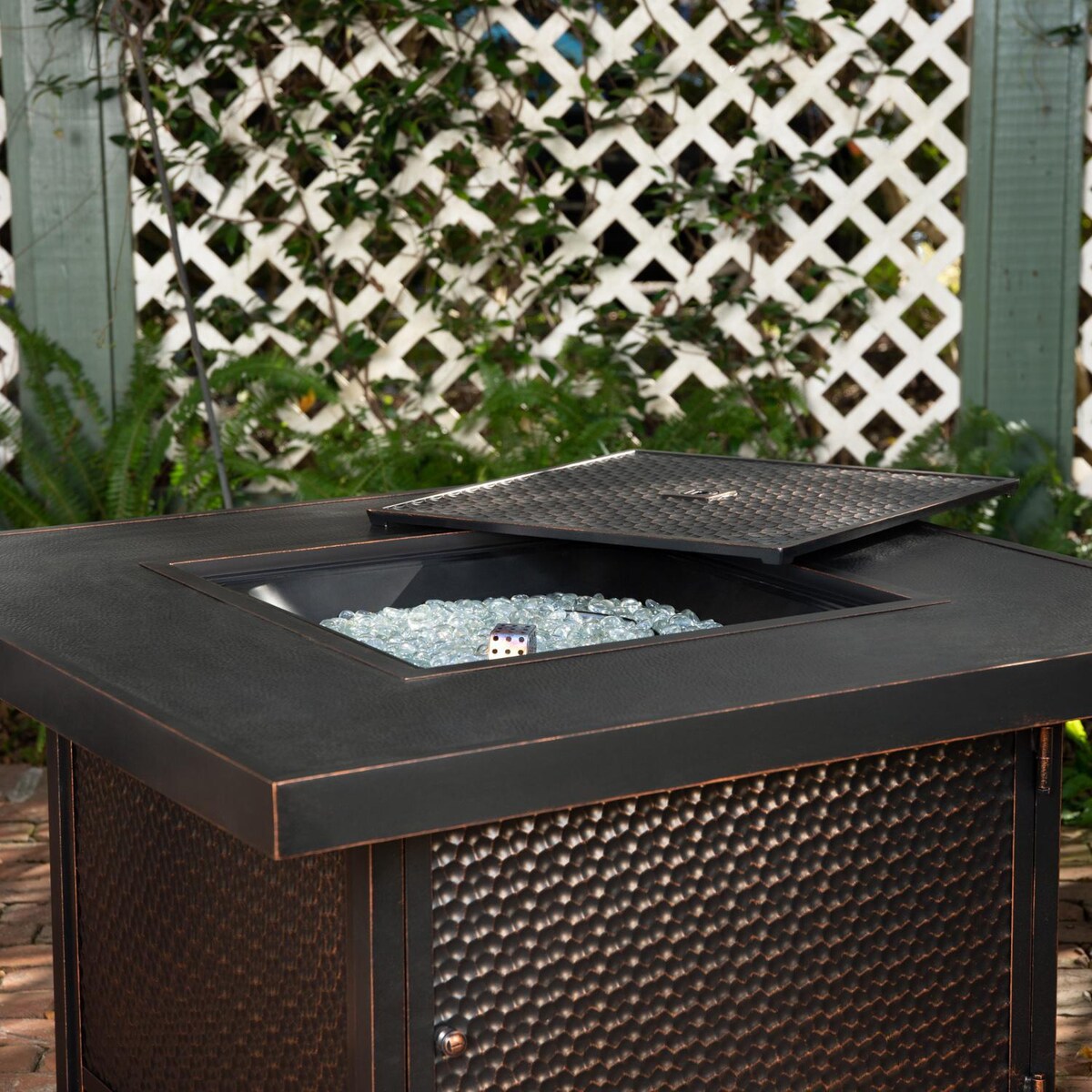 Ultimate Patio La flore 40-Inch Square Aluminum Propane Gas Fire Pit