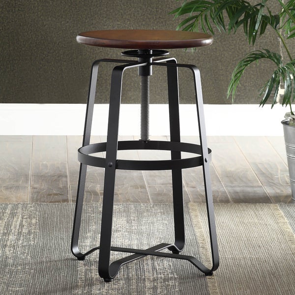 Nova Chestnut Wood Adjustable Stool with Black Metal Base