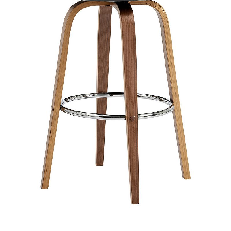 Swivel Bar Stool with Open Design Wooden Back， Gray