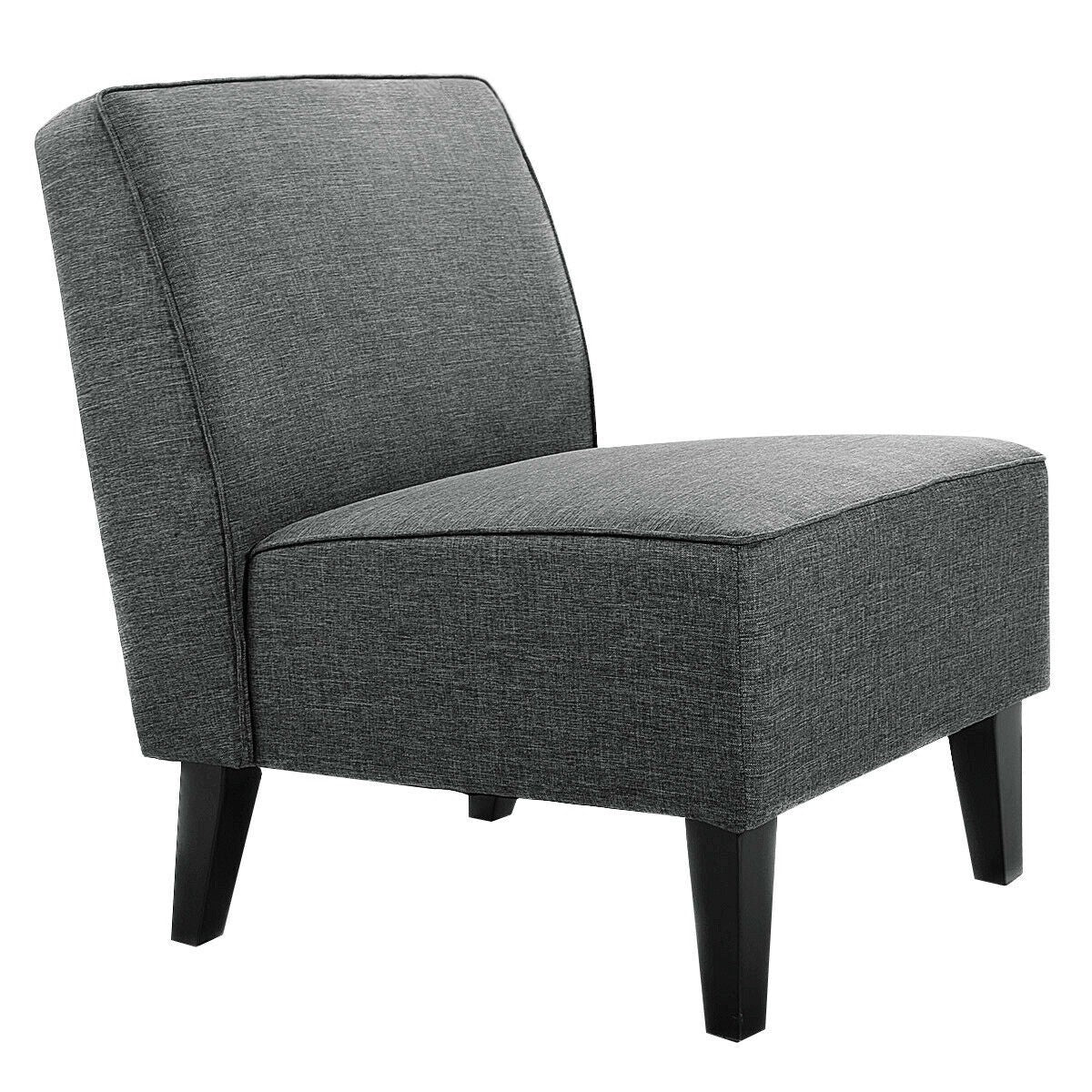 Thick Armless Accent Chair, Fabric Upholstered Slipper Chair