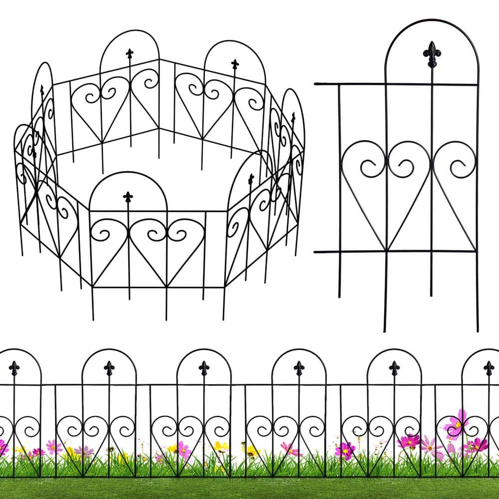 FENCY 32 in. Black Metal Decorative Outdoor Garden Border Fence HD-A-HW89010