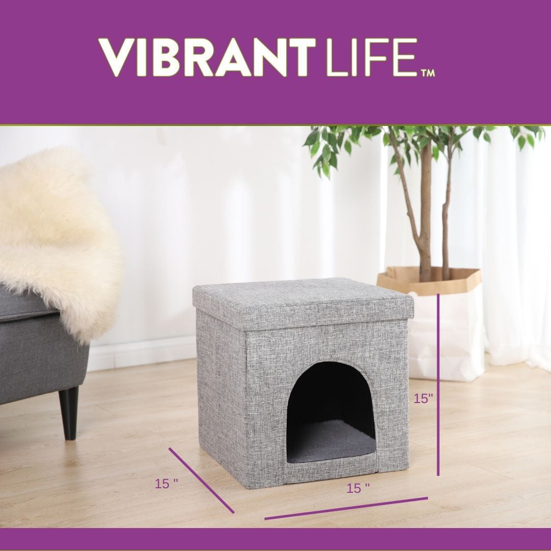 Vibrant Life Small Cat Cube Condo， Gray， 15