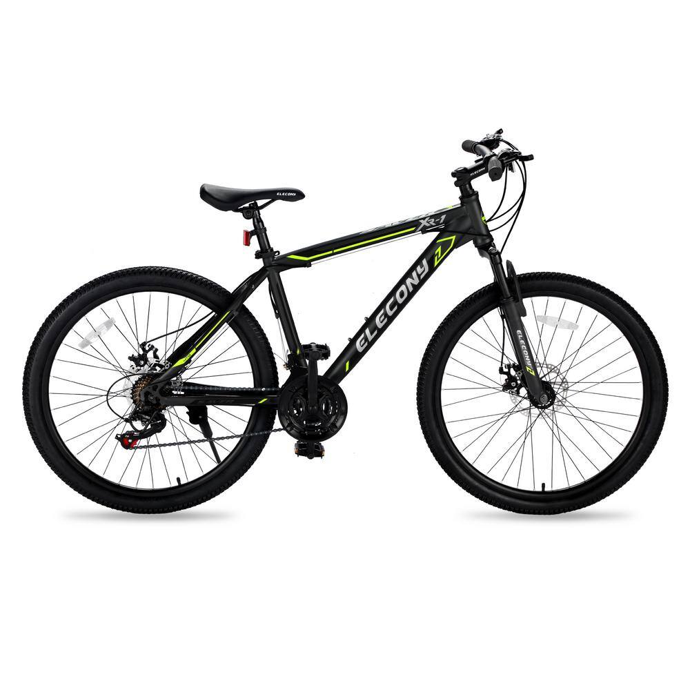 Afoxsos 24 in. GreenSteelAluminum Frame Mountain Bike Shimano 21-Speed with Dual Disc Brakes  Front Suspension for Teenagers HDMX1445