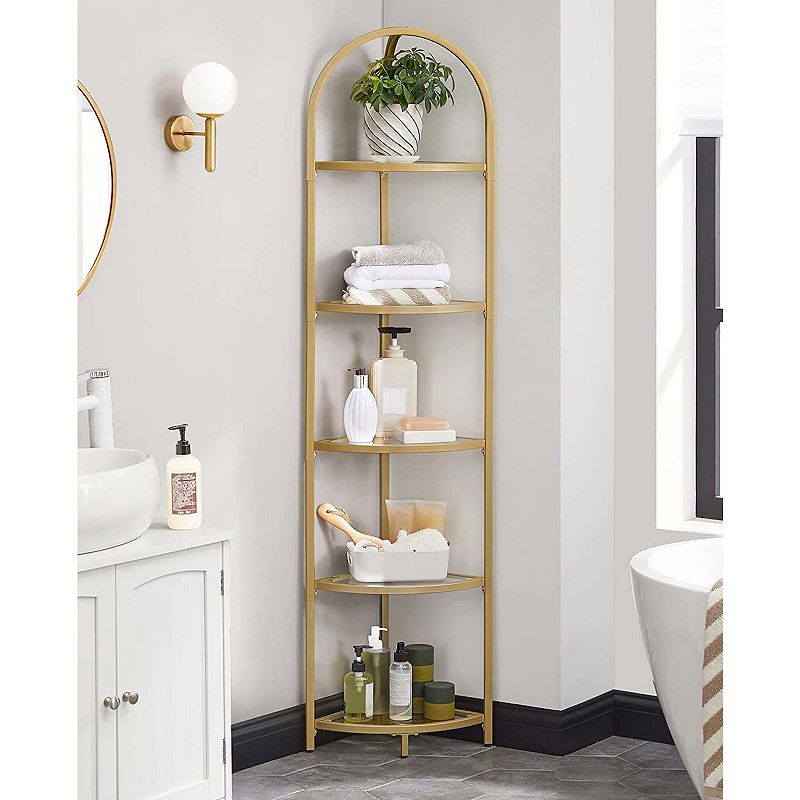 BreeBe 5-Tier Glass Corner Storage Shelf