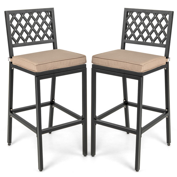 Costway 67482935 Set of 2 Patio Bar Chairs with De...