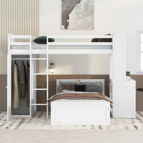 Twin Size Loft Bed with a Stand Alone Bed  Shelves...