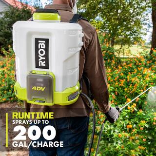 RYOBI 40V Cordless Battery 4 Gal. Backpack Chemical Sprayer with 2.0 Ah Battery and Charger RY40310