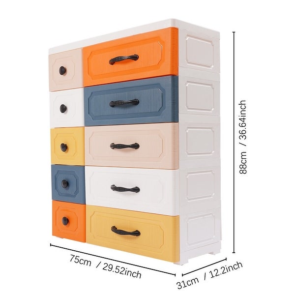 Plastic 10-Drawers Dresser Colorful Storage Cabinet Chest - - 37133711