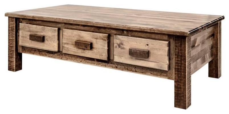 Montana Woodworks Homestead Wood Coffee Table with 6 Drawers in Brown   Rustic   Coffee Tables   by Homesquare  Houzz