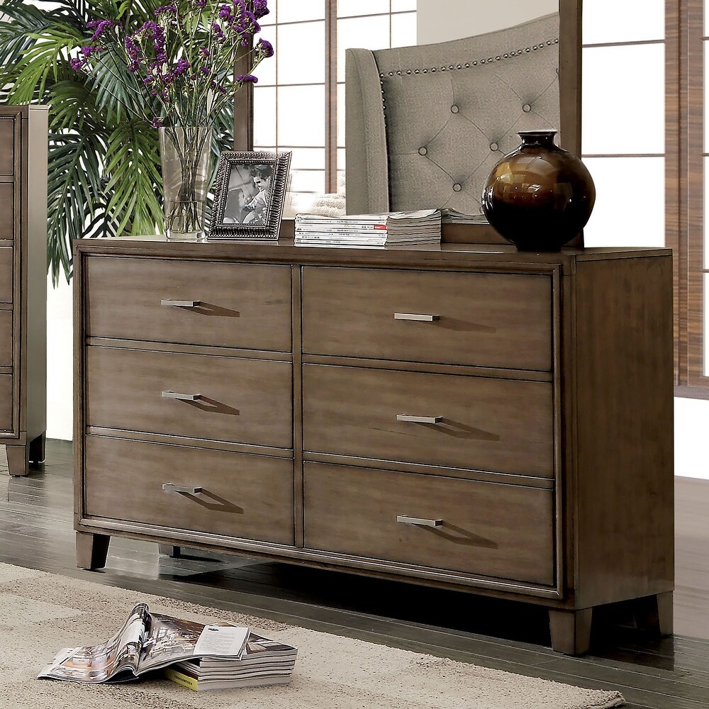 Cody Contemporary 56 inch Wide 6 Drawer Solid Wood Dresser by Furniture of America