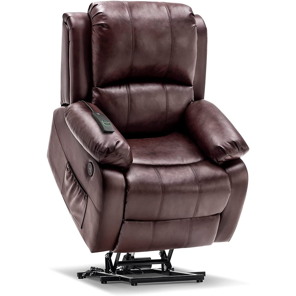 MCombo Small Sized Power Lift Recliner Chair with Massage and Heat  USB Ports  Faux Leather 7409