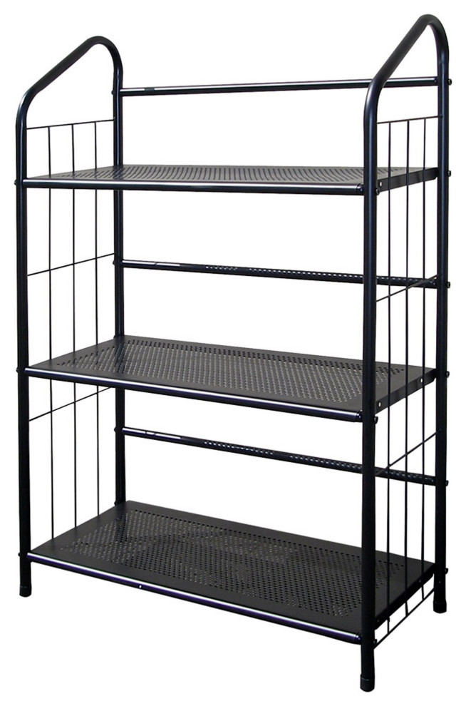 Black 3 Shelf Metal Standing Book Shelf   Industrial   Bookcases   by UStradeENT LLC  Houzz