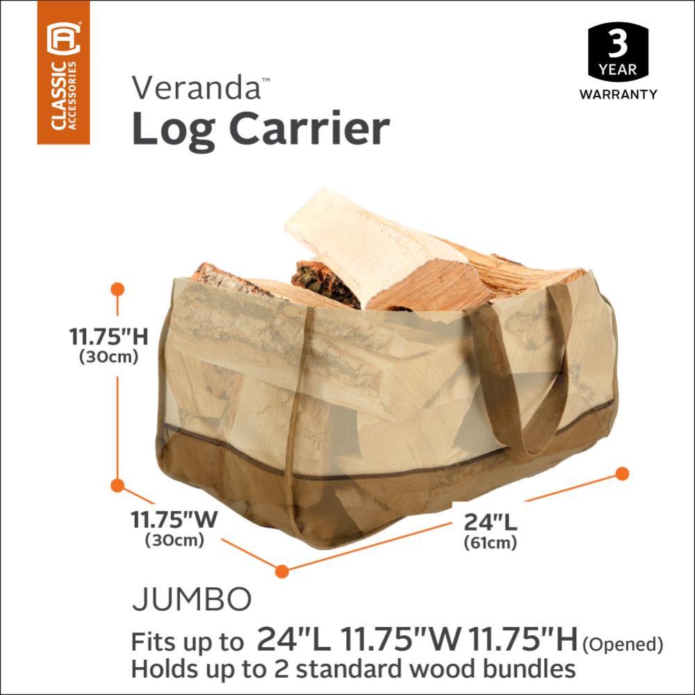 24.5-in L x 11.75-in W x 11.75-in H Polyester Firewood Cover ;