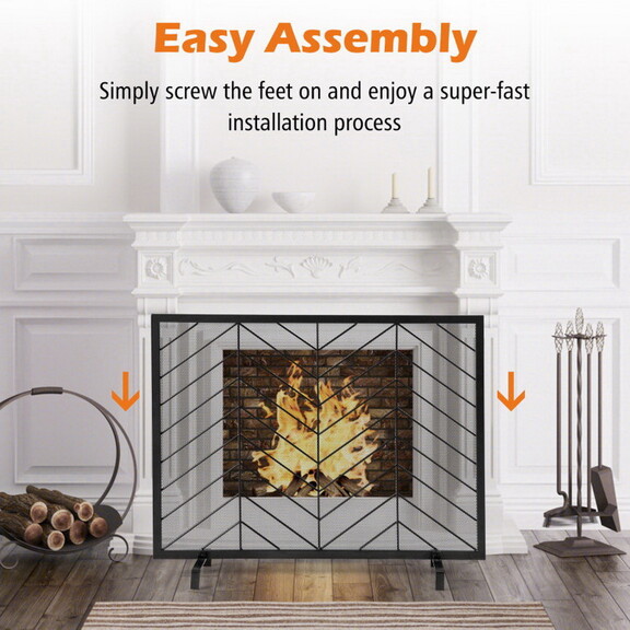 Costway 38 x 31 Inch Single Panel Fireplace Screen...