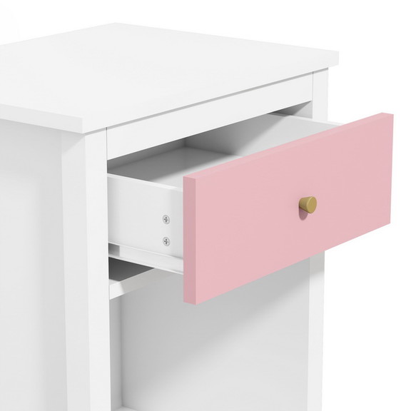 Wooden Nightstand with One Drawer One Shelf for Ki...