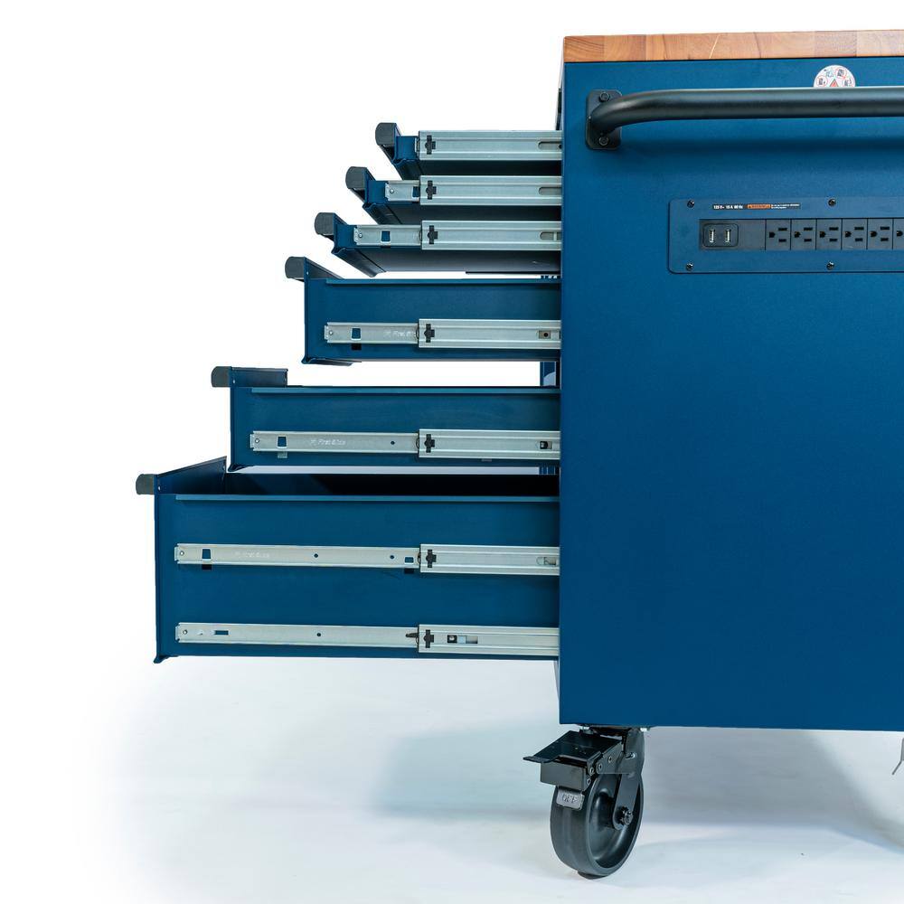 Husky HD 84 in. x 24 in. D 22-Drawer Matte Blue Mobile Workbench Cabinet HOTC8422BL2M