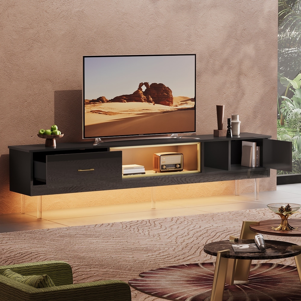 High Gloss LED TV Stands Modern Entertainment Center for 85\