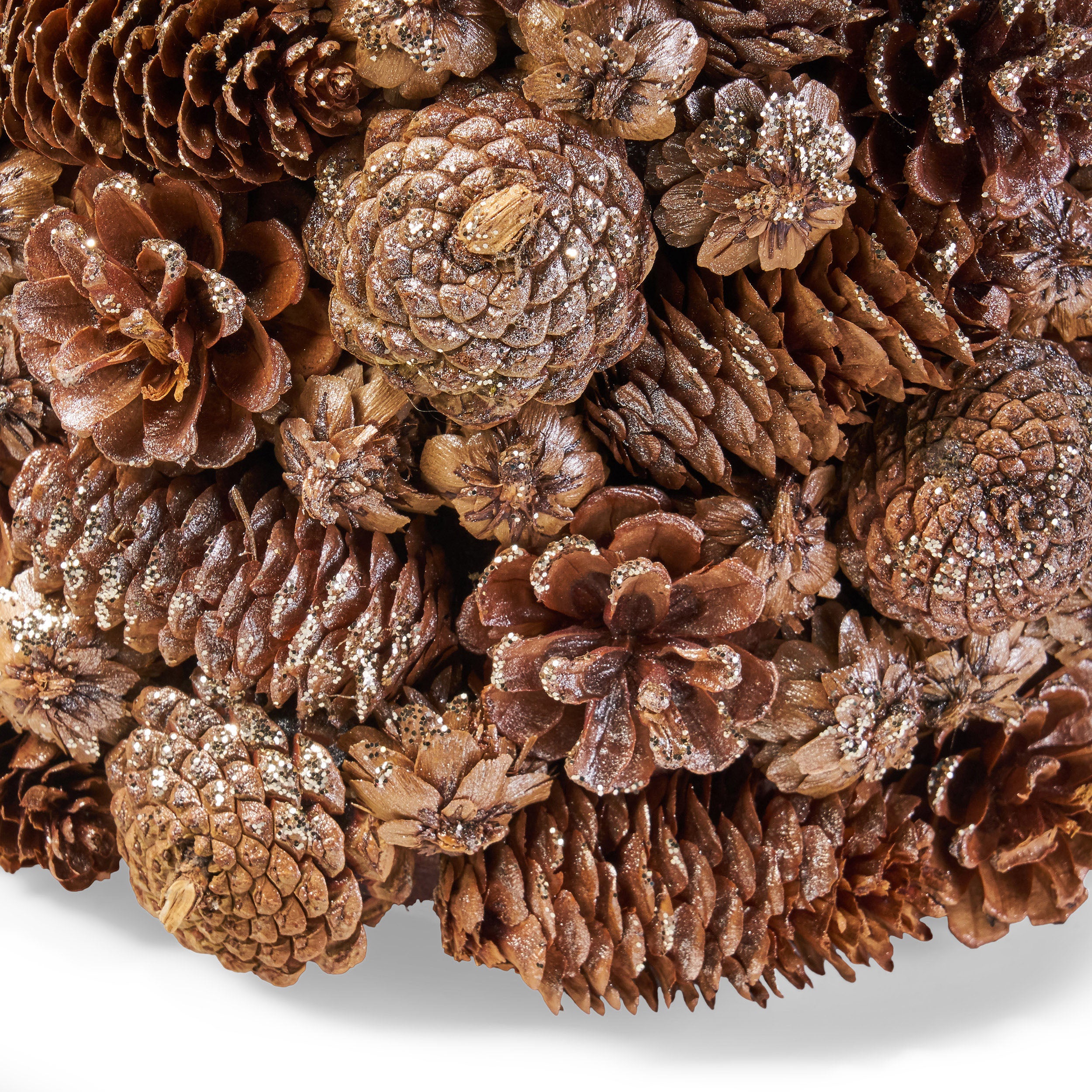 Khadi Pre-Decorated Pine Cone and Glitter Unlit Artificial Tabletop Christmas Tree