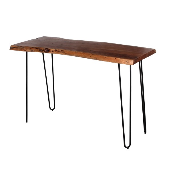 Alaterre Furniture Hairpin Natural Brown Live Edge Media Console Table Metal And Wood