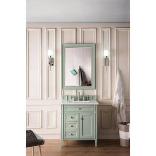 James Martin Vanities Brittany 30.0 in. W x 23.5 in. D x 34 in. H Bathroom Vanity in Sage Green with White Zeus Quartz Top 650-V30-SGR-3WZ