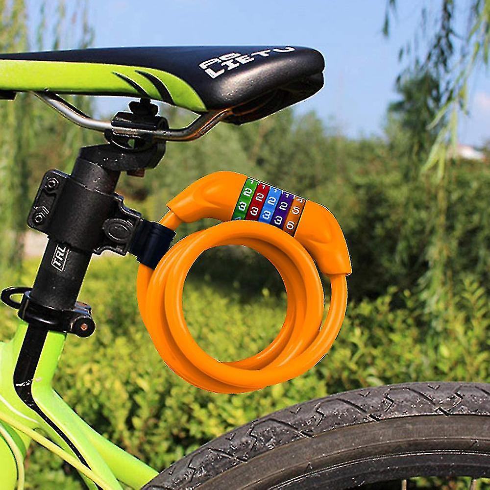 Bike Lock， Bike Locks Cable 1.2m Coiled Secure Resettable Combination Bike Cable Lock With Mounting Bracket， 14.1cm Diameter