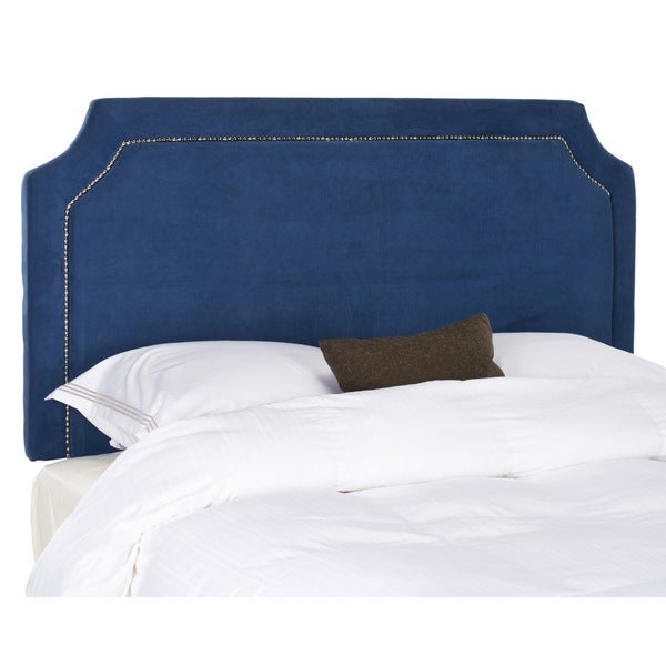 SAFAVIEH Shayne Navy Suede Upholstered Headboard - Silver Nailhead - - 7348243