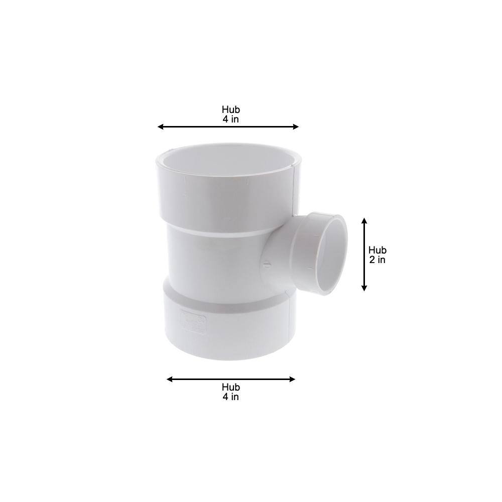 NIBCO 4 in. x 4 in. x 2 in. PVC DWV All Hub Sanitary Tee C4811HD442