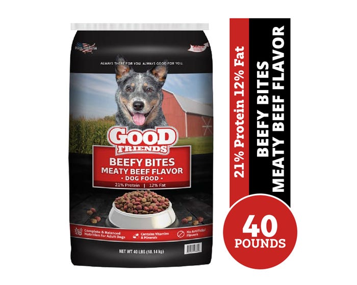 Good Friends Beefy Bites - Meaty Beef Flavor Recipe Dog Food， 40 lb. Bag