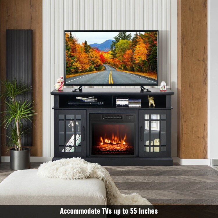 48 Inch Electric Fireplace TV Stand with Cabinets for TVs Up to 50 Inch   48\