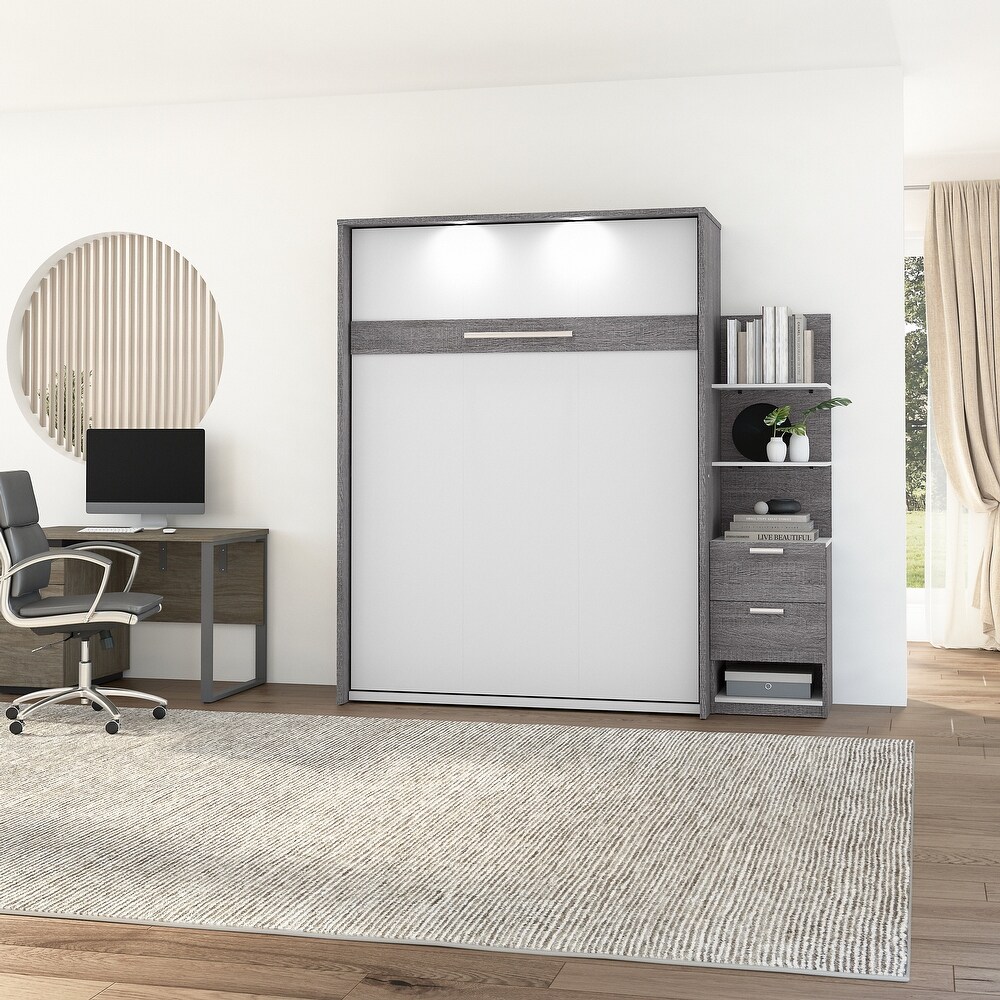 Cielo Queen Murphy Bed with Floating Shelves by Bestar