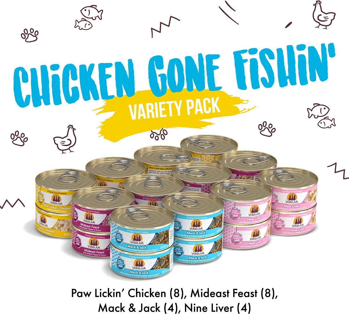 Weruva Chicken Gone Fishin' Variety Pack Grain-Free Canned Cat Food