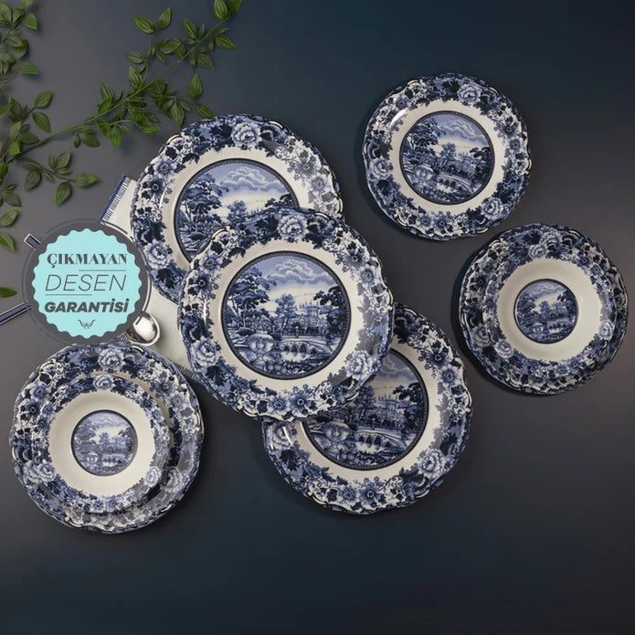 24 Pieces Blue Odyssey 6 Person Dinner Set 153.03.05.0037