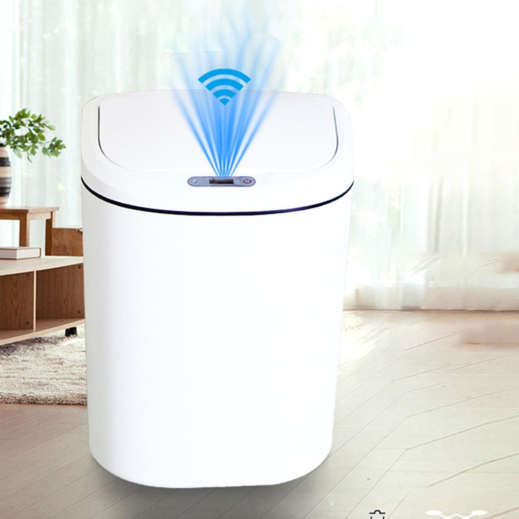 Automatic Touchless Infrared Sensor Trash Induction Garbage Can Waste Basket Lving Room Bathroom Hotel Use - white