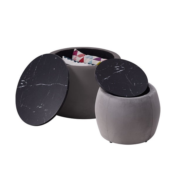 Set Of 2 End Table with Storage， Round Accent Side Table with Removable to p for Living Room， Bedroom， with Reversible Lid Tray