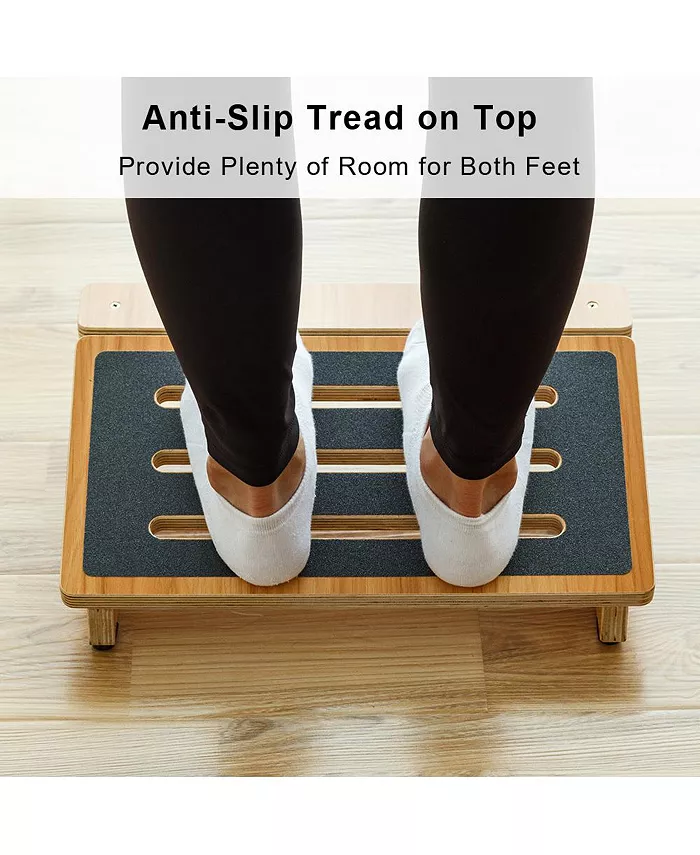 StrongTek Under Desk Footrest Slanted Non-slip Wooden Step Stool For Home And Office