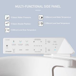 Hulife Electric Bidet Seat for Elongated Toilet with Unlimited Heated Water Heated Seat Control panel in White HLB-2000EC