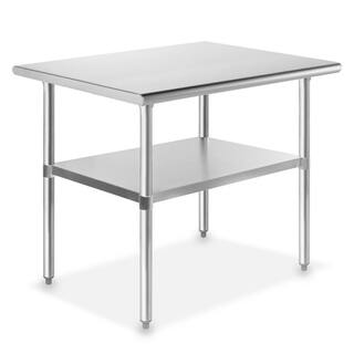 GRIDMANN 36 x 24 in. Stainless Steel Kitchen Utility Table with Bottom Shelf GR05-WT2436.