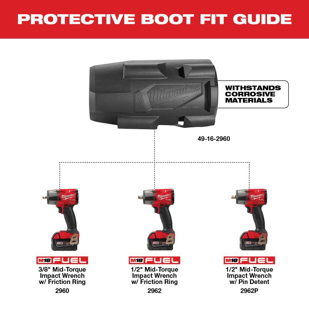 Milwaukee M18 FUEL Mid-Torque Impact Wrench Protective Boot 49-16-2960 from Milwaukee