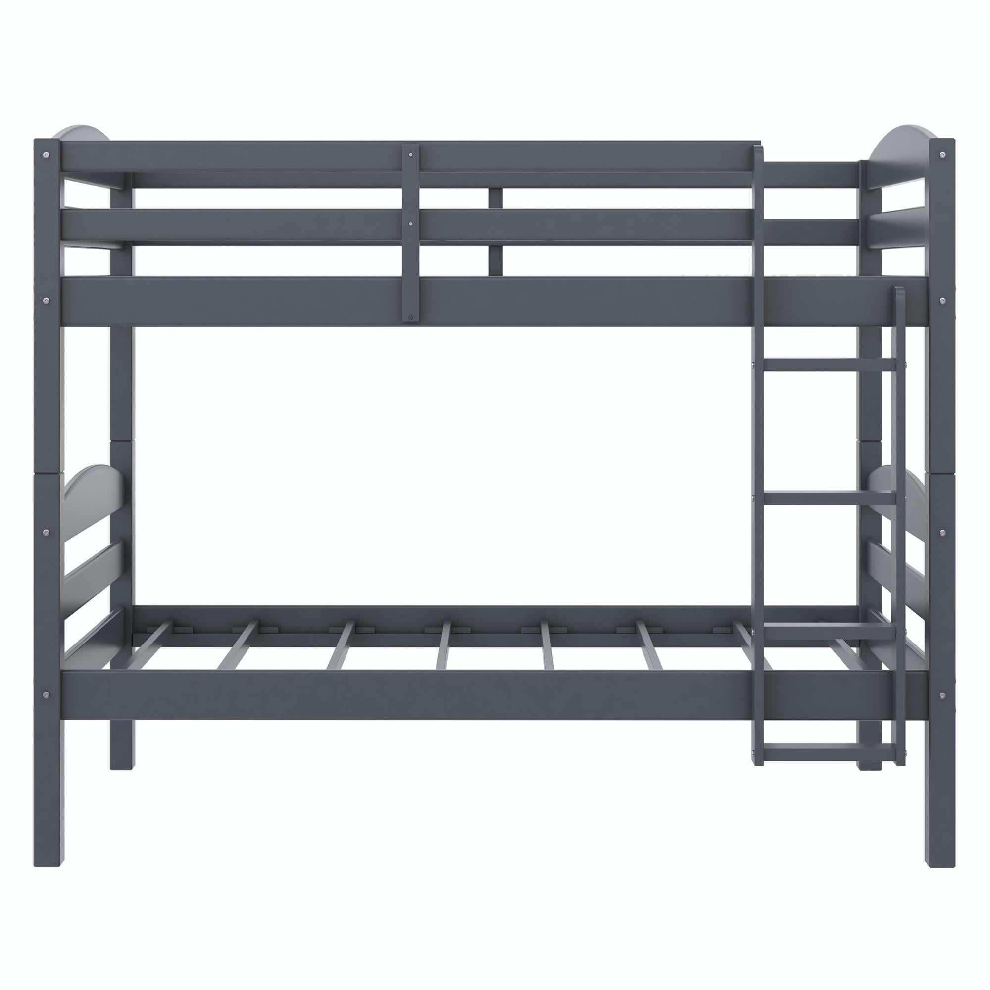 Better Homes & Gardens Leighton Solid Wood Twin-over-Twin Convertible Bunk Bed, Gray