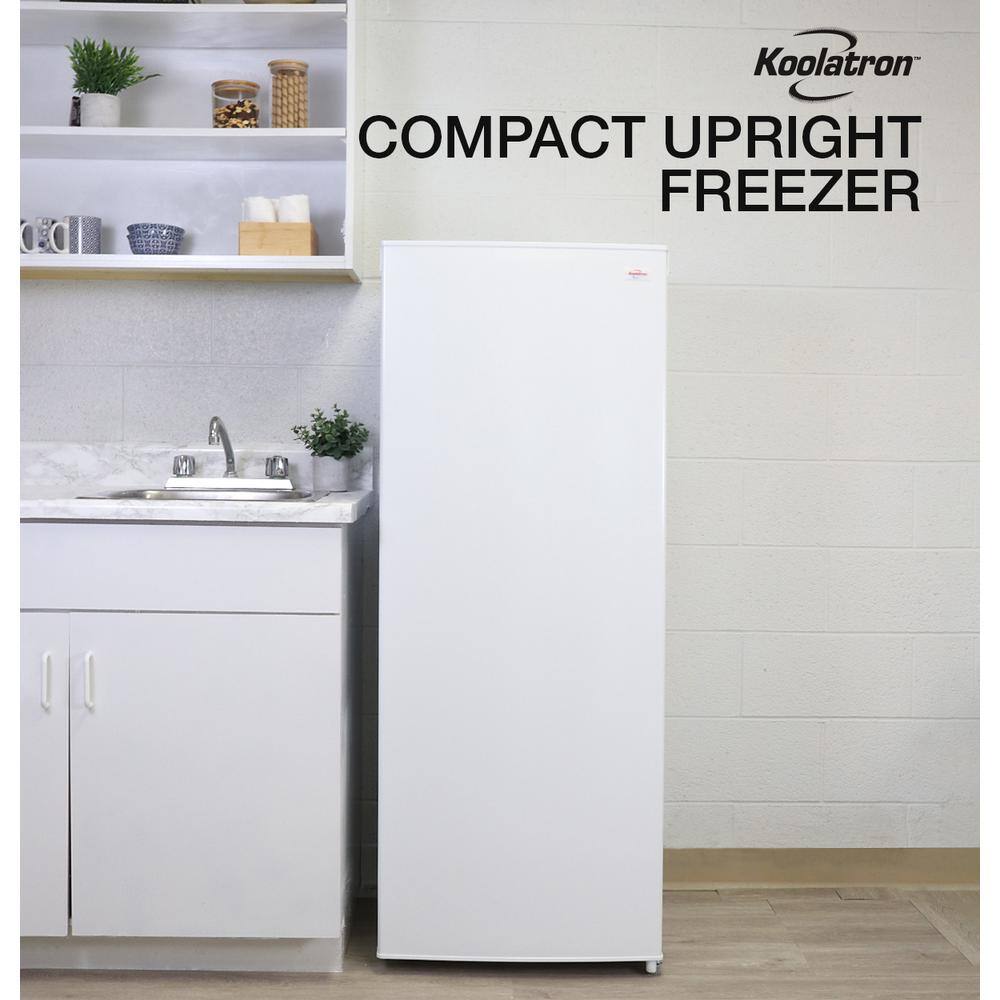 Koolatron Slim Upright Freezer 5.3 cu. ft. (150L) White Energy-Efficient Manual Defrost Design Flat Back KTUF160