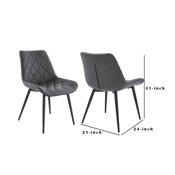 Loralie Gray Faux Leather and Black Metal Dining Chairs - Set of 2