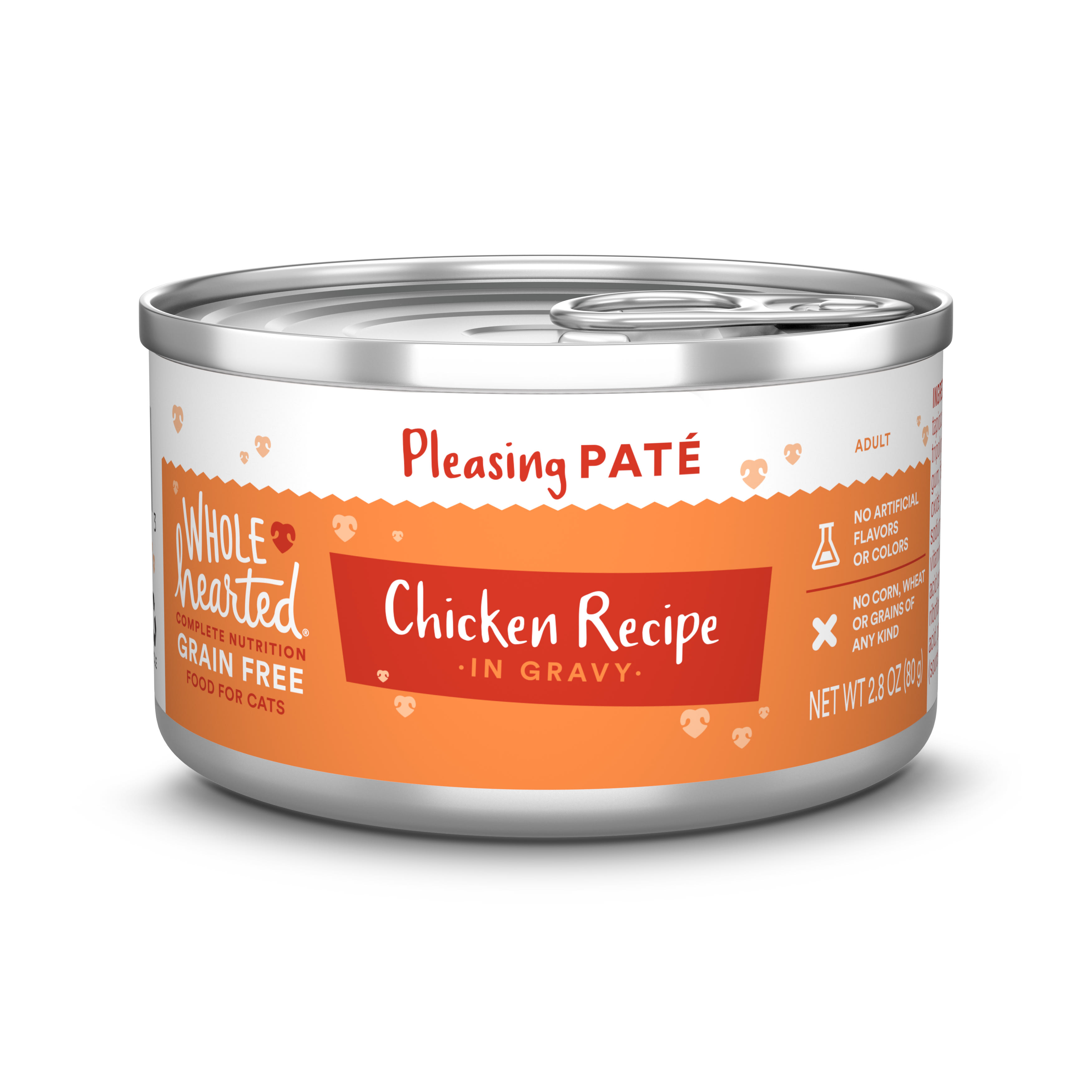 WHOLEHEARTED Grain Free Chicken Recipe Pate Adult Wet Cat Food， 2.8 oz.， Case of 12