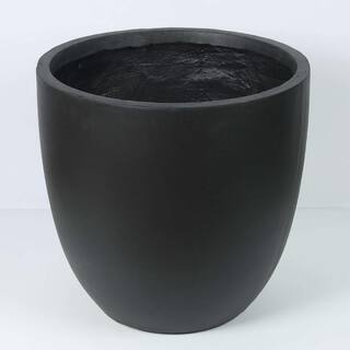 LuxenHome 17.2 in. H Round Tapered Black MgO Composite Planter Pot WH035-B