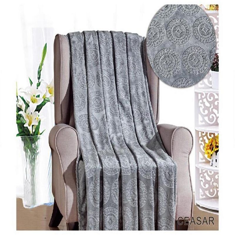 Ceasar Soft Plush Contemporary Embossed Collection All Season Throw 50x60