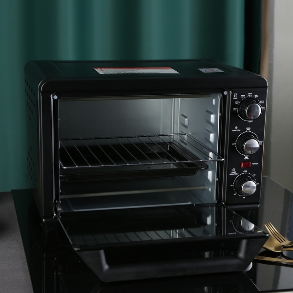 1200W 6-Slice Stainless Steel Simple Deluxe Oven ，Toaster， 20L Capacity， Black