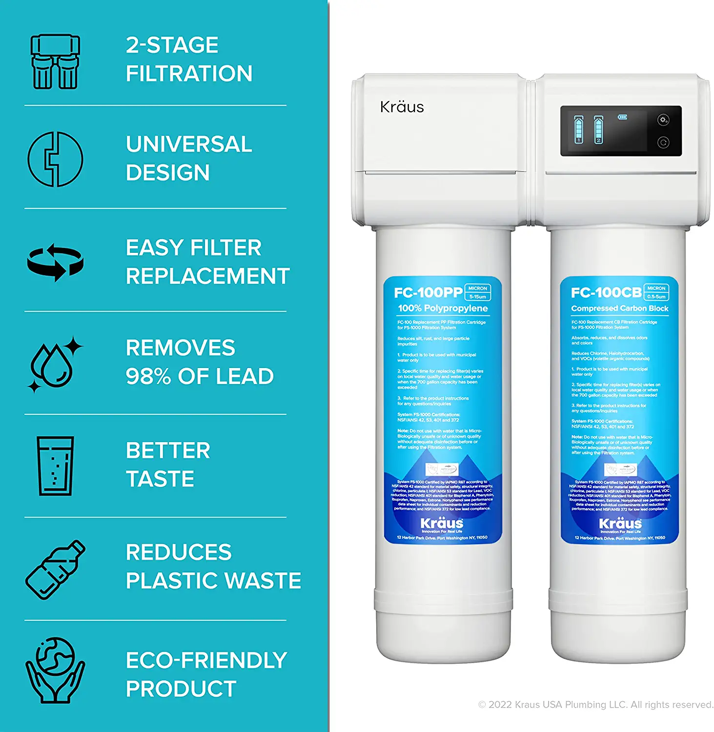 Kraus Purita Dual-stage Carbon Block Under Sink Water Filtration System